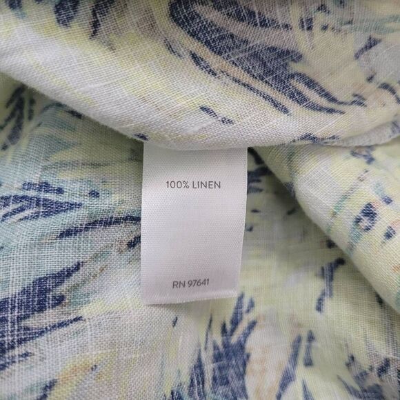 J. Jill Love Linen Leaf Print Sleeveless Midi Dress Sz S Blue‎ Green Pull Over - Picture 7 of 12